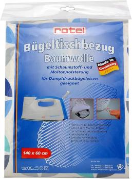 Preview: Rotel Bügelbrettbezug/Bügeltischbezug in weiß mit elegantem Kreismuster